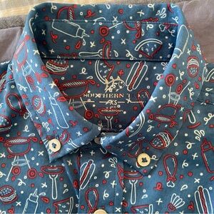 Southern Tide Performance Boys Button Down, Fourth of July theme, Size XS